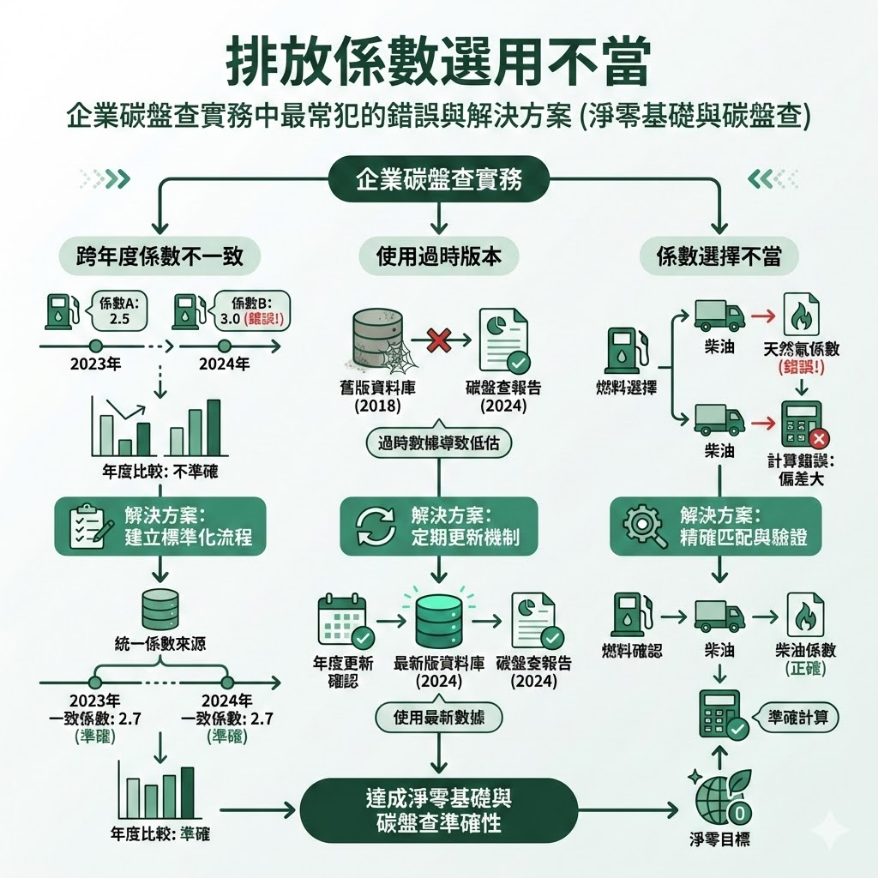 排放係數選用不當
