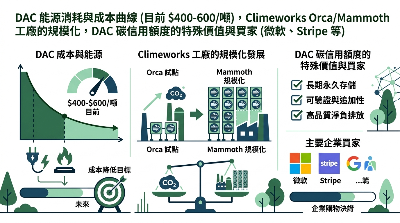 DAC 的能耗與成本曲線（目前 4…