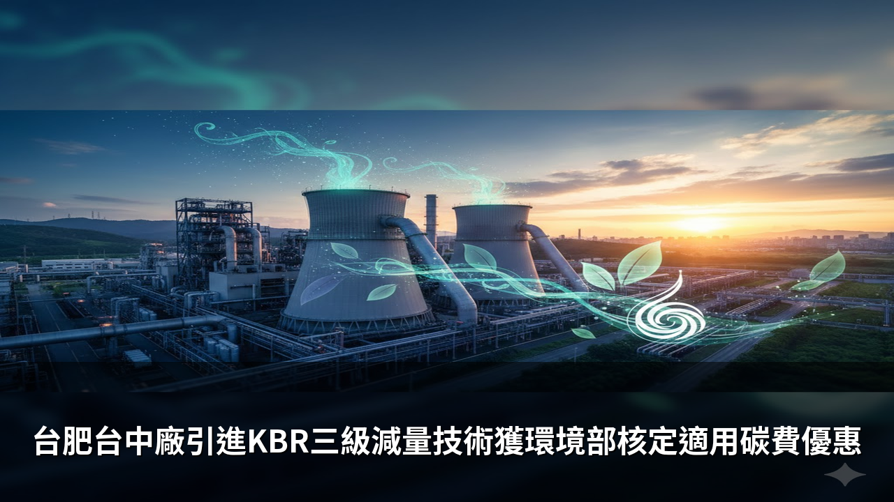 台肥台中廠引進KBR三級減量技術獲環境部核定適用碳費優惠