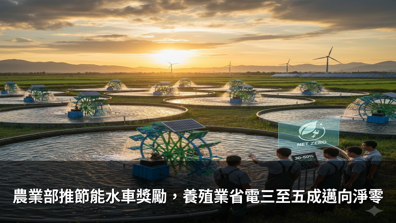 農業部推節能水車獎勵，養殖業省電三至五成邁向淨零