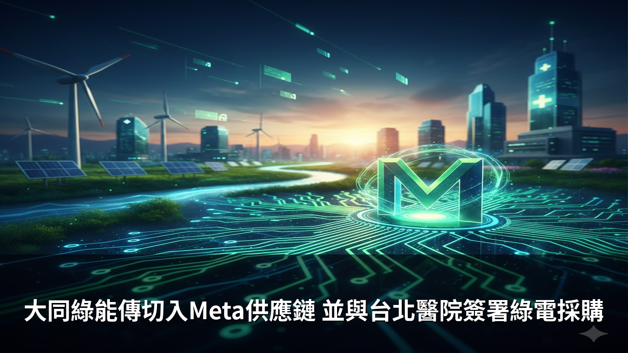 大同綠能傳切入Meta供應鏈 並與台北醫院簽署綠電採購