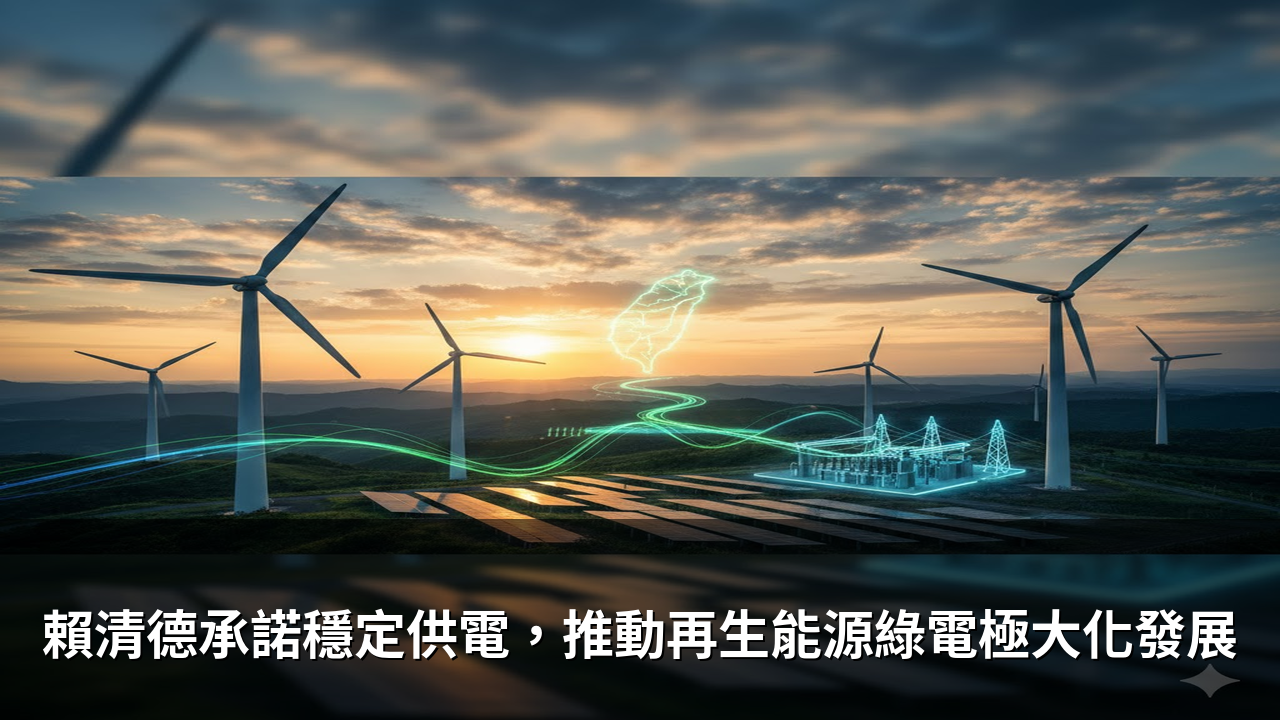 賴清德承諾穩定供電，推動再生能源綠電極大化發展