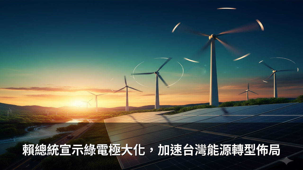 賴總統宣示綠電極大化，加速台灣能源轉型佈局
