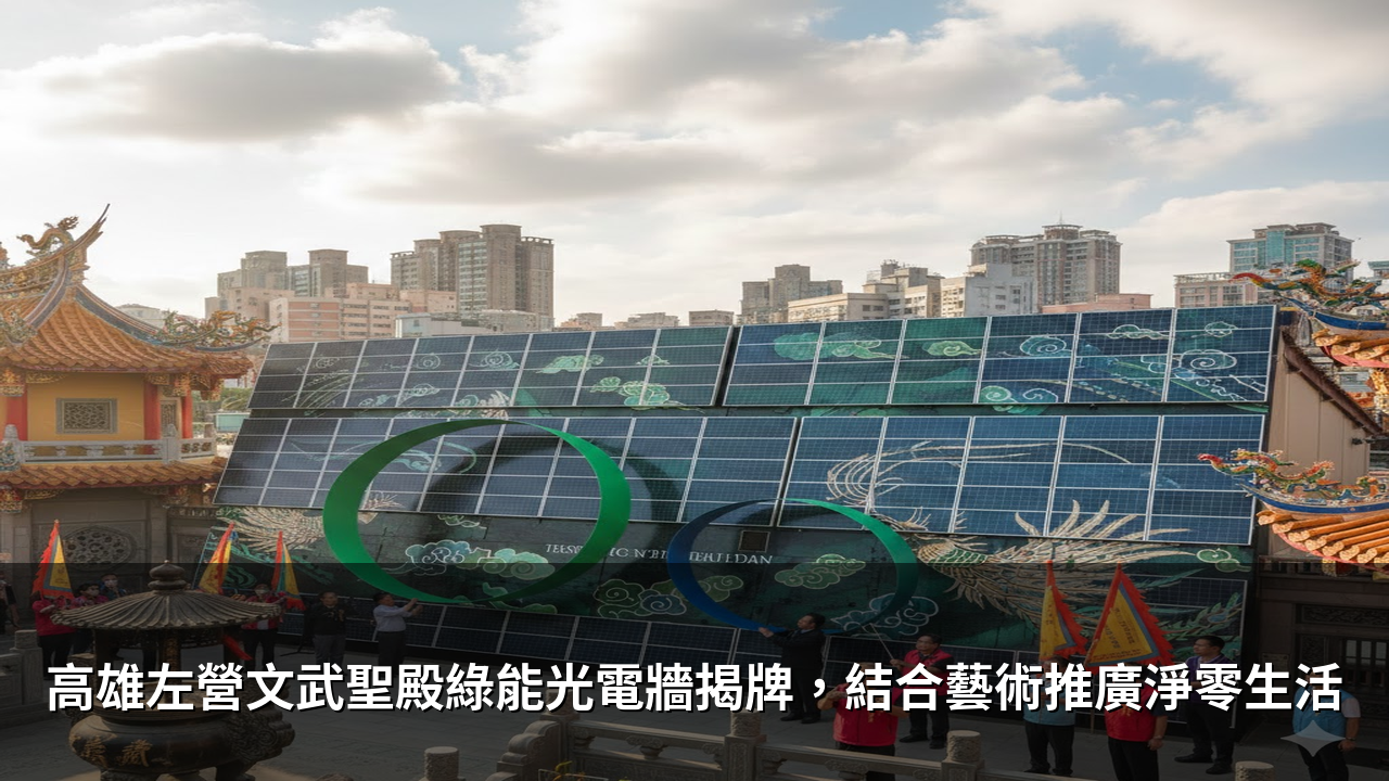 高雄左營文武聖殿綠能光電牆揭牌，結合藝術推廣淨零生活