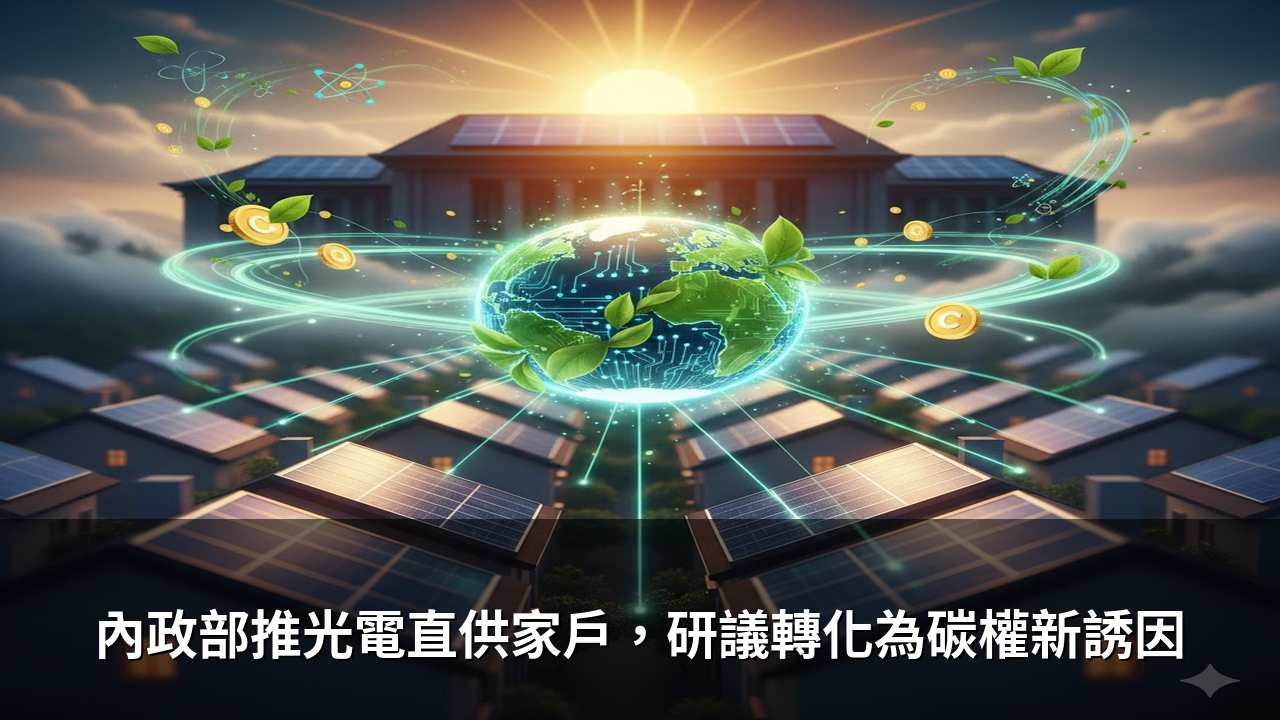 內政部推光電直供家戶，研議轉化為碳權新誘因