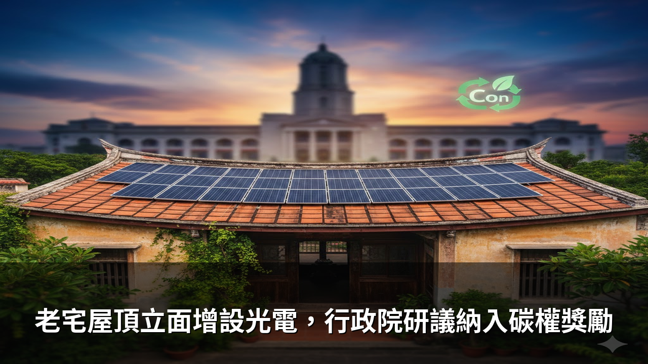 老宅屋頂立面增設光電，行政院研議納入碳權獎勵