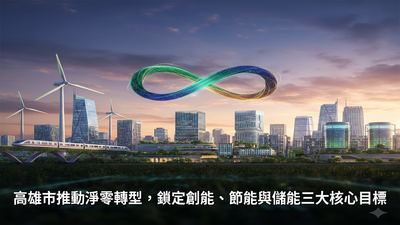 高雄市推動淨零轉型，鎖定創能、節能與儲能三大核心目標