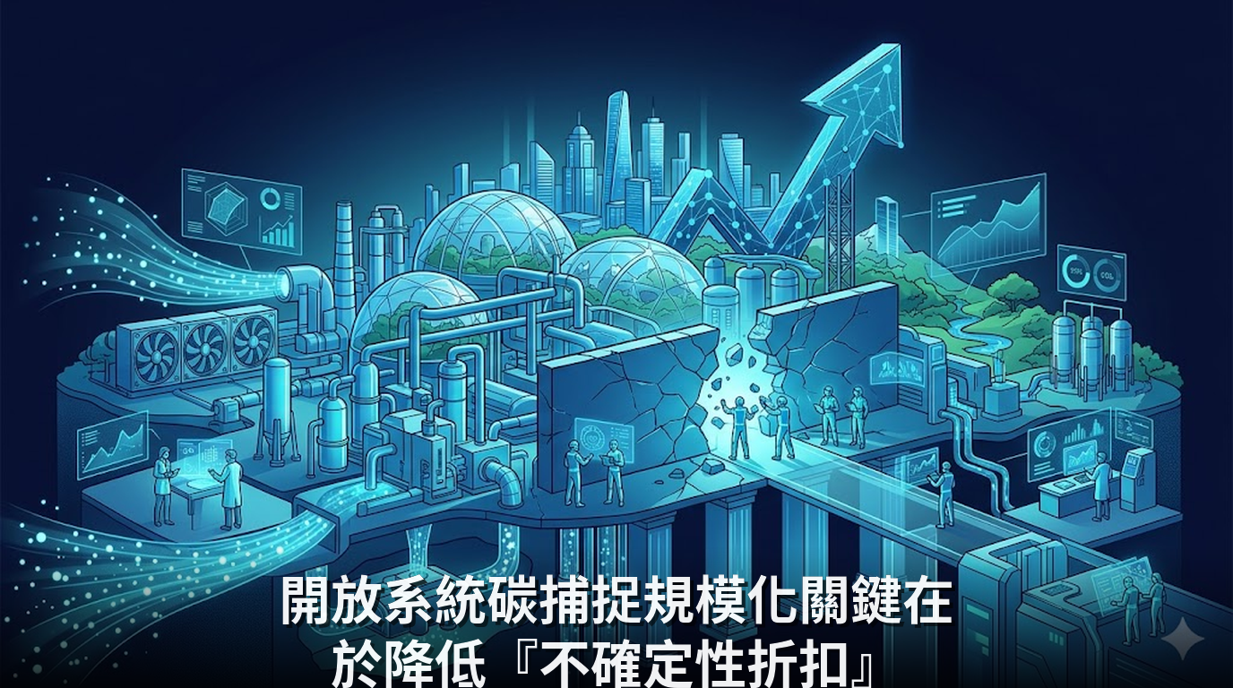 開放系統碳捕捉規模化關鍵在於降低『不確定性折扣』