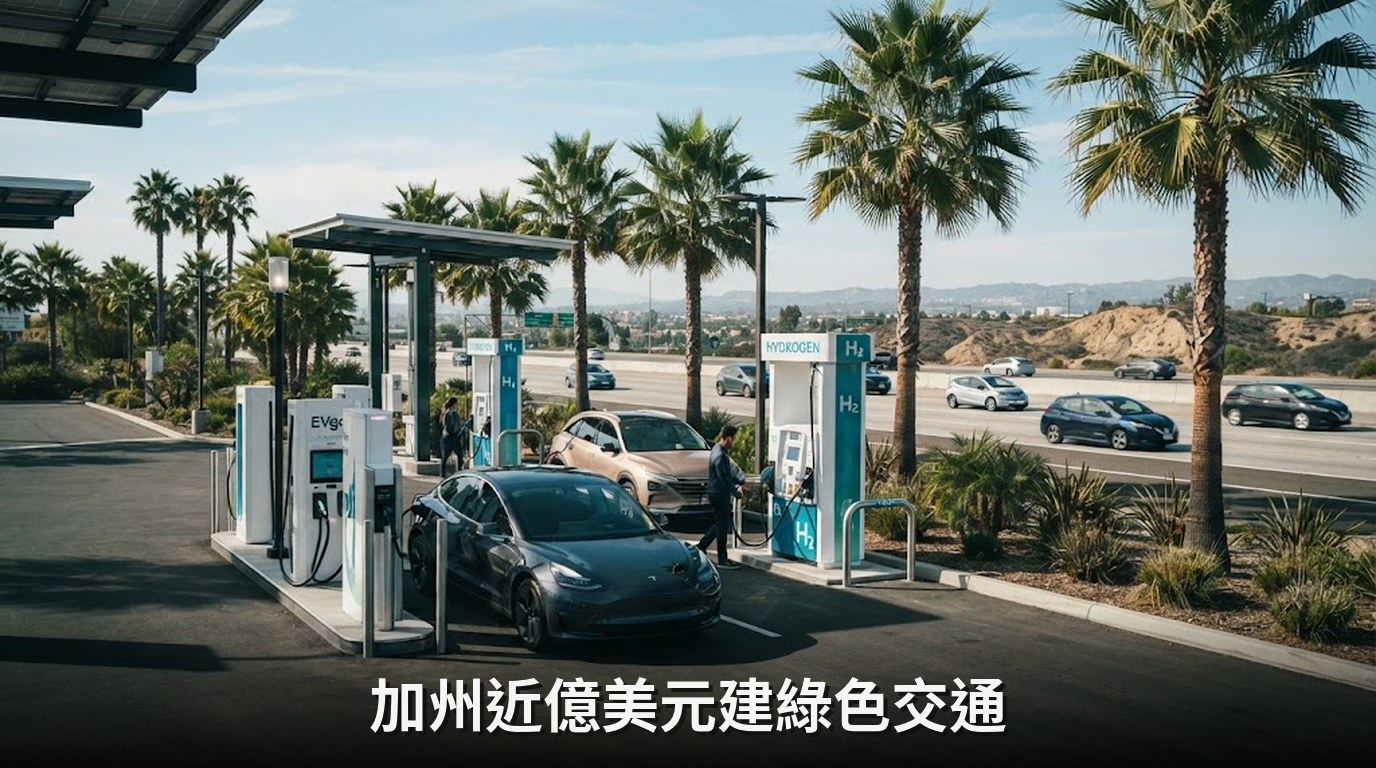 加州砸近億美元擴建全州電動車與氫能基礎建設
